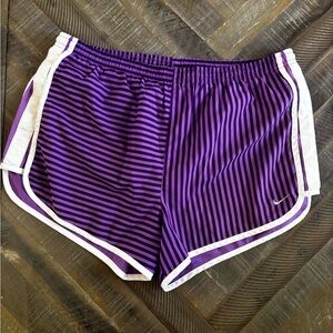 Nike Purple Striped Athletic Shorts with White Trim